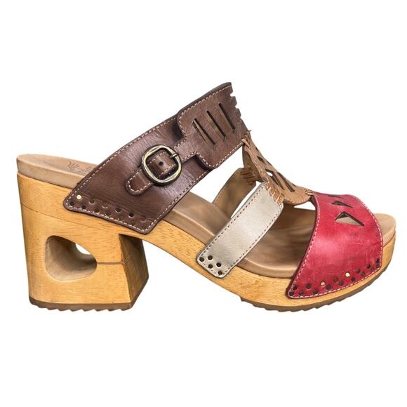 Dansko Shoes - Dansko Women’s Oralee Brown Red Leather Wooden Sandal Size 41 US 10.5/11
